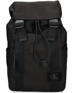 Calvin Klein Mochila Con Cordones Y Solapa - Negro