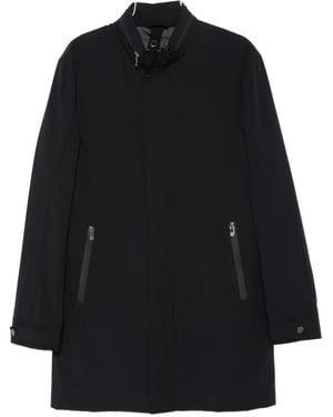 Corneliani High-Neck Zip-Pocket Coat - Black