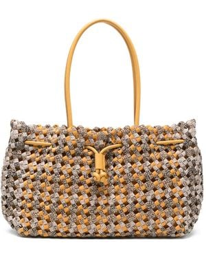 Borbonese Medium La Nido Woven Drawstring Shoulder Bag - Weiß