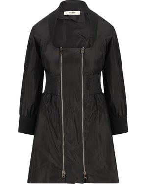 Fendi Zip-Up Mini Dress - Black