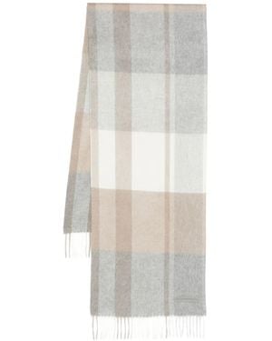 ZEGNA Checked Fringed Scarf - White