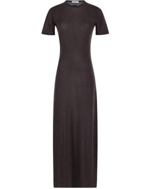 Ferragamo Crew-Neck Short-Sleeve Maxi Dress - Brown