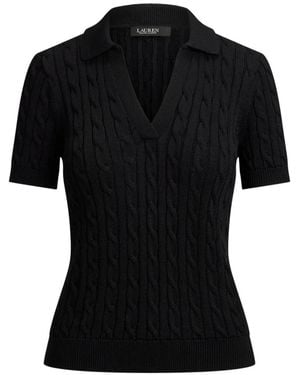 Ralph Lauren Cable-Knit Short-Sleeve Jumper - Black