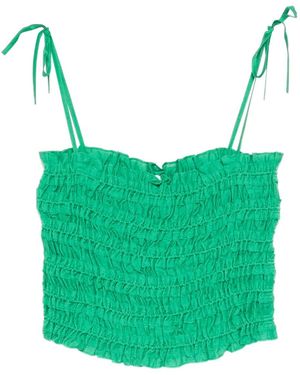 Tory Burch Shirred Tie Top - Green
