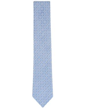 ZEGNA Geometric-Patterned Herringbone Tie - Blue