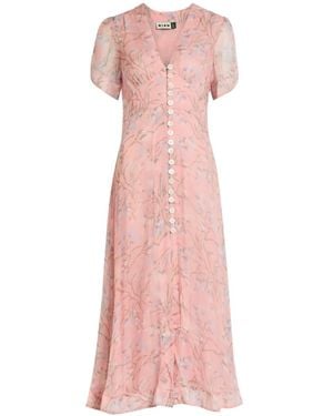 RIXO London Floral Buttoned Dress - Pink