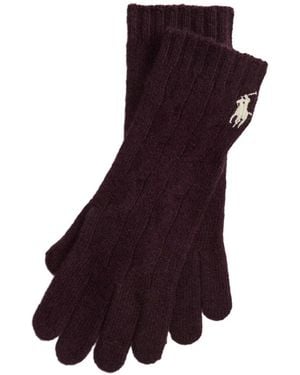 Polo Ralph Lauren Gants En Maille Torsadée - Violet