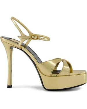 Saint Laurent Debbie 85mm レザーサンダル - メタリック