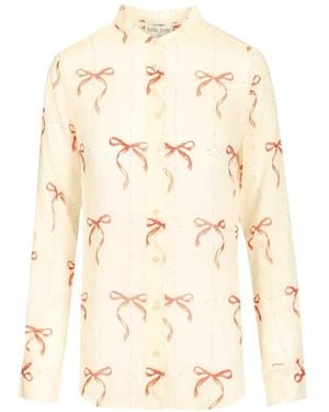 forte_forte Ribbon Printed Shirt - Natural