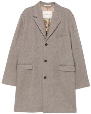 GANT Single-Breasted Wool-Blend Coat - Grey