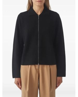 Max Mara Zip-Up Collared Cardigan - Black