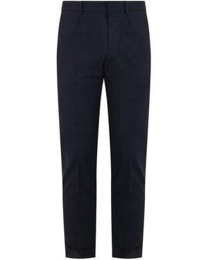 Moorer Pressed-Crease Turn-Up Pants - Blue
