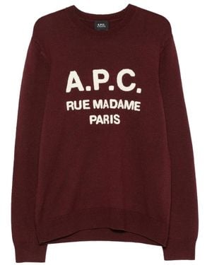 A.P.C. Rue Madame Paris Logo-Detail Wool Jumper - Red