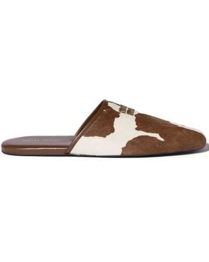 Miu Miu Mules À Plaque Logo - Brown