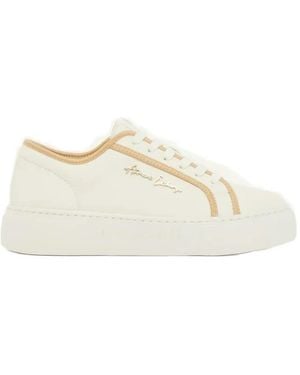 ARMANI EXCHANGE Logo-Plaque Lace-Up Trainers - Natural