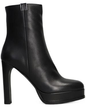 Chantal Platform Leather Boots - Black