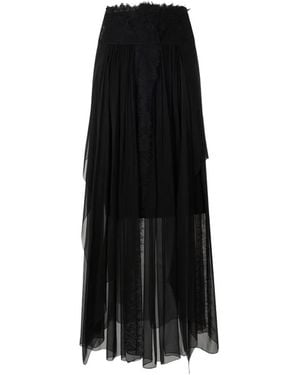 Alberta Ferretti Lace-Trim Pleated Midi Skirt - Black