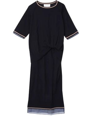 3.1 Phillip Lim Short-Sleeve Draped Wool Organza Dress - Blue