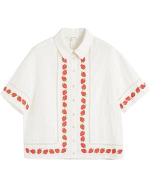 Chinti & Parker Camisa Con Motivo De Fresas - Blanco