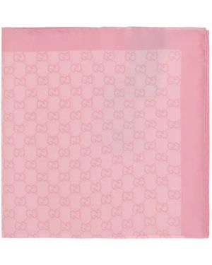 Gucci Gg Silk-Twill Scarf - ピンク