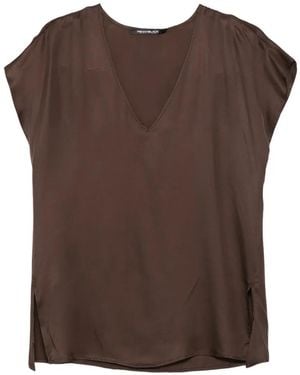 Pennyblack V-Neck Side-Slit Top - Brown