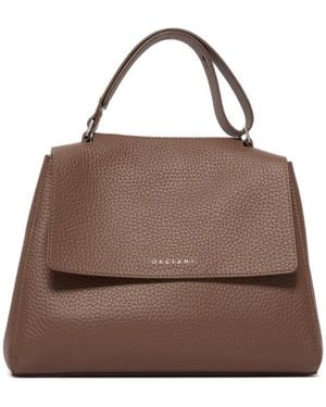 Orciani Sveva Soft Grainy Leather Tote Bag - Brown