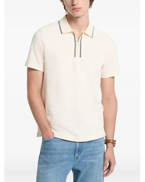 Michael Kors Polo En Coton Stretch À Fermeture Zippée - White