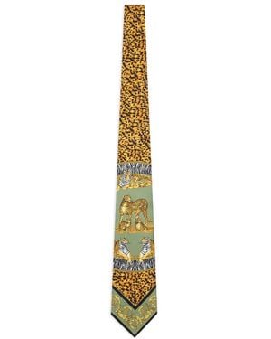Versace Animal-Print Silk Tie - White