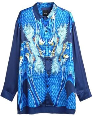 Y-3 Satin Graphic Shirt - Blue