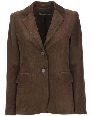 D.exterior Chaqueta Con Botones Y Efecto De Pana - Marrón