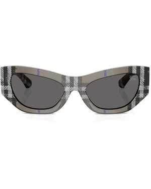 Burberry Check-Pattern Cat-Eye Sunglasses - Grey