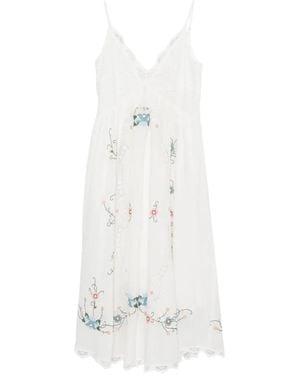 DREAM CATCHER Embroidered Eyelet-Detail Midi Dress - White