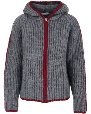 MSGM Sweater With Hood And Front Zip Closure - Grey