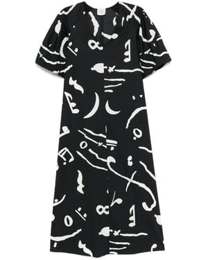 Alysi Abstract-Print Maxi Dress - Black