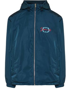 Givenchy Embroidered-Logo Hooded Jacket - Blue