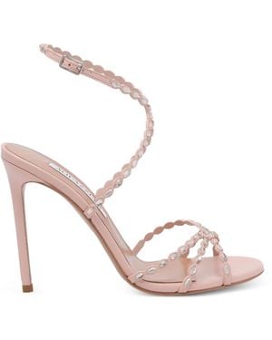Aquazzura Tequila Buckle Embellished Leather Sandals - Pink