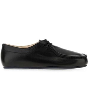 Jil Sander Hood Lace-Up Leather Loafers - Black