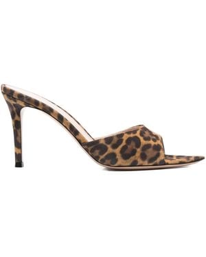Gianvito Rossi Mules con estampado de leopardo y tacón de 90 mm - Marrón