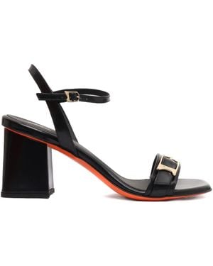 Santoni Buckle-Detail Block-Heel Sandals - Black