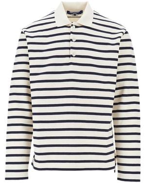 Junya Watanabe Gestreiftes Poloshirt - Weiß