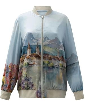 SLEEP NO MORE Zip Print Jacket - Blue
