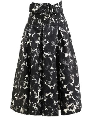 Samantha Sung Diane Belted Animal-Print Midi Skirt - White