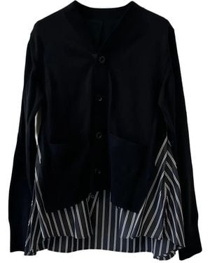 Sacai Cardigan mit gestreiften Einsätzen - Schwarz