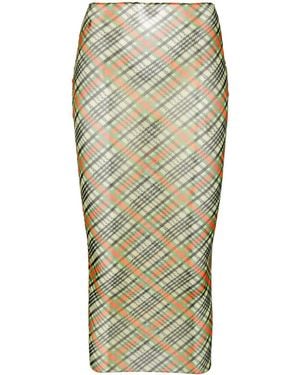 Philosophy Di Lorenzo Serafini Plaid Mesh Midi Skirt - Green