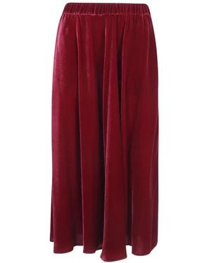 Aspesi Velvet-Effect Pleated Maxi Skirt - Red
