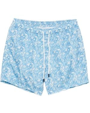 Barba Napoli Paisley-Print Swim Shorts - Blue