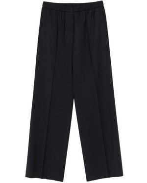 Peserico Elasticated-Waistband Pressed-Crease Trousers - White