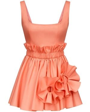 Area Ruffled Flower-Appliqué Mini Dress - Orange