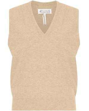Maison Margiela Knitted Wool Vest - Natural