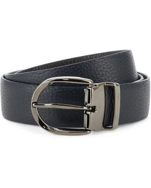 BOGGI Reversible Grained-Leather Belt - Gray